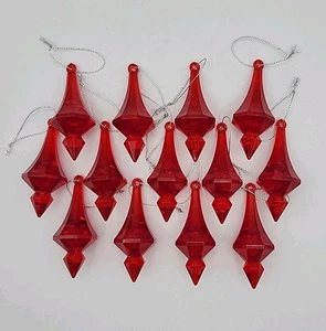 13 Vintage Ruby Red Faceted Acrylic Christmas Prisms 4" - Picture 1 of 4