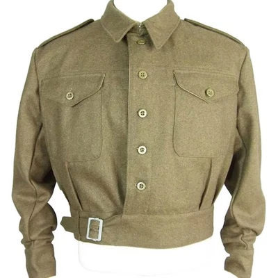 WWII British Army Uniform Olive Green Wool Military Tunic Battle Dress Jacket - Image 1 of 3