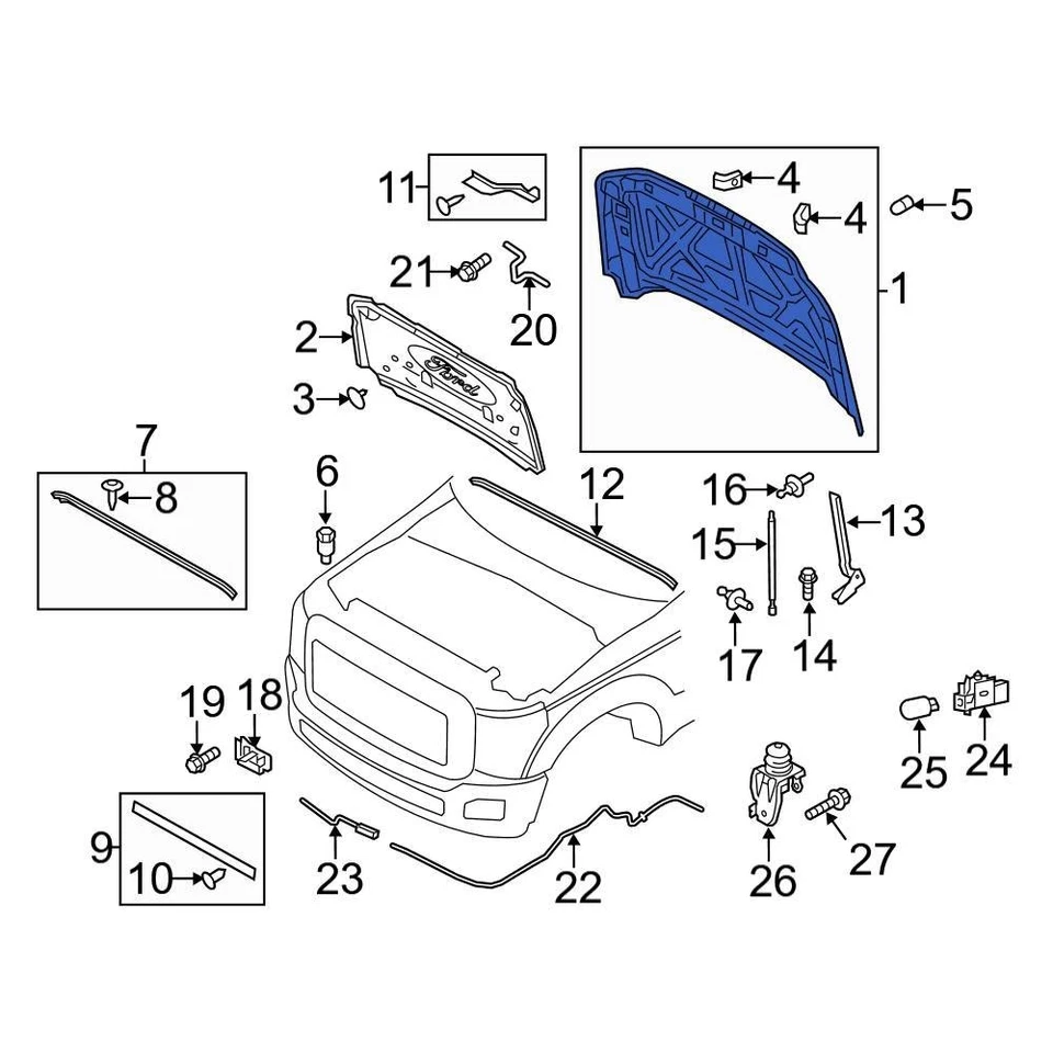 For Ford F-250 Super Duty 2011-2016 Ford BC3Z16612B Front Hood Panel - Imagem 1 de 1