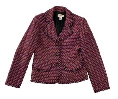 Chaqueta Blazer Talbots Para Mujer Talla 4 Rosa Tweed Elegante Forrada con 3 Botones Foto 1 de 4