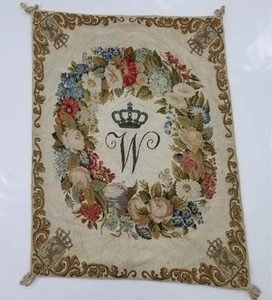 Antiker französischer Gobelin mit Metallkrone und "B" Monogramm 89x78cm - Bild 1 von 11