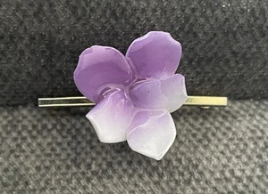 Broche Flor Púrpura Retro Vintage Porcelana China Tono Dorado Barra (chip2rear) - Imagen 1 de 4