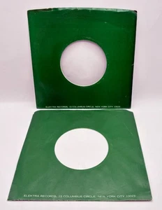 Elektra Records Company Sleeves 45 RPM Lot of 2 Green 7 Inch - Picture 1 of 6