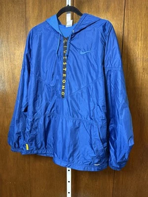 Nike Windbreaker Mens Large Live Strong Lined 1/2 Zip Jacket Blue Fit Dry - Image 1 of 4