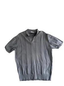 Bershka Strick- Polohemd Grau Gr. M - Bild 1 von 3