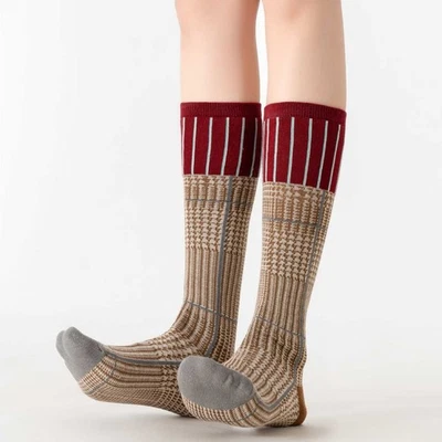 2 pares de calcetines para mujer pata de gallo color contraste media pantorrilla Foto 1 de 4