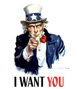 TRANSFER STAMPA MAGLIETTA T-SHIRT I WANT YOU ZIO SAM - Picture 1 of 1