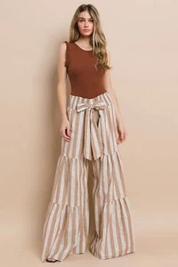 Striped Linen Palazzo Pants - Picture 1 of 10