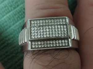 Men's Sterling Silver 925 Rhinestone Ring Signed GM Size 11.75 Not Scrap 10.5g - Picture 1 of 9