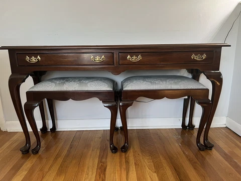 STICKLEY  Set Of 3 Solid Cherry Hall Or Console And Two Stools Cover