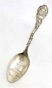 Portland Maine Sterling Silver Souvenir Spoon Longfellow Monument 3 3/4" Vintage - Picture 1 of 6