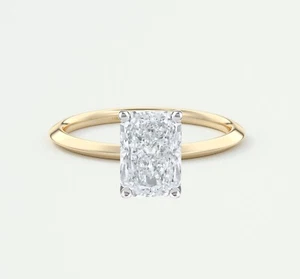 IGI E/VVS 1.5 Ct Radiant Lab Created Grown Diamond Ring 14K Yellow Gold - Picture 1 of 2