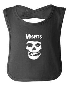 Misfits Fiend Club Skull Infant Baby Bib Black Cotton Child Apron Danzig Years - Picture 1 of 1