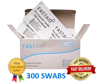300 FAST AID PRE-INJECTION SWABS 70% IPA ALCOHOL WIPES PIERCINGS TATTOO MEDICAL - Image 1 of 4