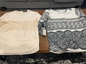 ZARA BASIC Women's Blouse Size S And XS black lace short flounce Lot Of 2   1547 - Picture 1 of 11