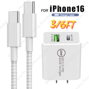 For iPhone 15 16 Pro iPad Samsung 20W QC 3.0 USB-C Fast Charger PD Type-C Cable - Picture 1 of 14