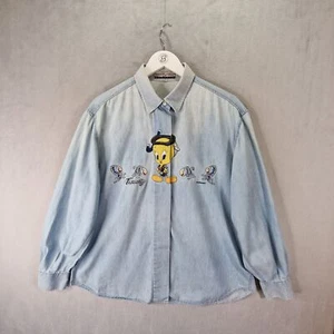 Looney Tunes Tweety Vogel Shirt Damen UK 14 blau Vintage Emmanuel Schvili - Bild 1 von 11