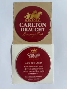 CARLTON DRAUGHT BREWERY FRESH BEER TAP DECAL SET w ADHESIVE - SET FRONT & BACK - Picture 1 of 1