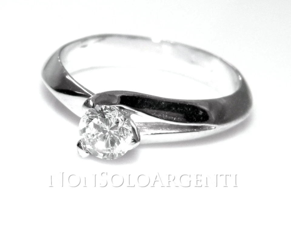anello donna solitario argento 925 fidanzamento zircone 5mm 0,5 ct misura 15 - Immagine 1 di 1
