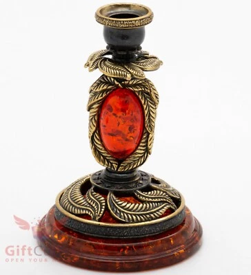 Brass Amber Candle Willow Tree Holder Candlestick Dinner Décor IronWork - Image 1 of 4