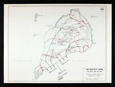 WWII Map Japan War Battle for Iwo Jima Landings Airfields Mt. Suribachi Feb 1945