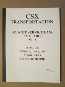 CSX Transportation Timetable No. 2 June 1, 1999 Detroit Serrvice Lane - Picture 1 of 1