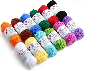 12 X 15G Acrylic Yarn for Crocheting Soft Knitting Yarn for Crafts Multicolor - Picture 1 of 1
