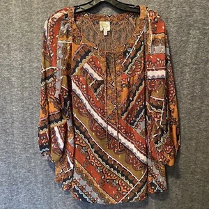 Fig and Flower Anthropologie Top Damen 2X Floral Artsy Spitze transparent Boho Festival - Bild 1 von 11