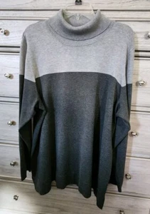 NWOT Super Soft CALVIN KLEIN Fine Gauge Knit Turtleneck Sweater Sz 1X Colorblock - Picture 1 of 13