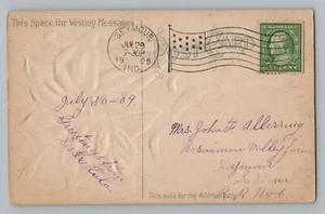 Seymour Indiana IN Jackson County 1909 American Flag B14 Cancel Postcard - Picture 1 of 2
