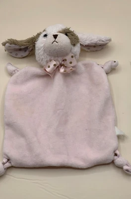 Розовый и коричневый щенок 8 «милый / безопасности одеяло плюшевая мягкая игрушка-животное - Изображение 1 из 2