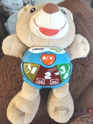 VTech Happy Lights Bear Plush Toy Lights & Sounds ~ Hook & Loop Strap  - Image 1 of 4