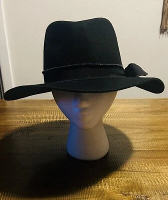 Olive & Pique Black Pinched Crown 100% Wool Hat With a 3.5" Brim - Image 1 of 4