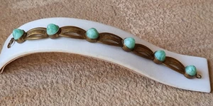 Antique Art Deco Brass & Peking Glass Bracelet 17cms - Picture 1 of 10