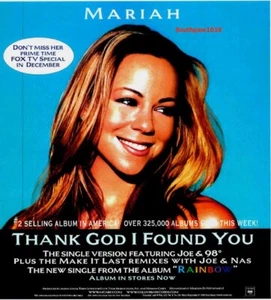 1999 Mariah Carey 'Thank God I Found You' Song Release Industry Promo Reprint Ad - Picture 1 of 1
