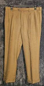 Savane Pleated Straight Leg Men's size 38x32 Medium Wash Brown Dress Pants 38x29 - Picture 1 of 5