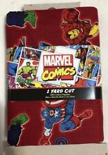 Cotton Fabric Marvel Comics Spiderman Iron Man Hulk  1 Yard 36" x 44" New
