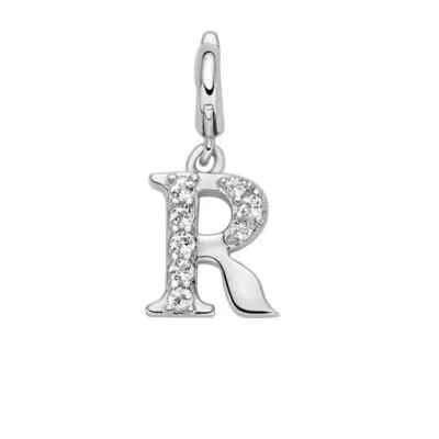 MILUNA  CHARM  PENDENTE  LETTERE   R  ARGENTO 925 E TOPAZI BIANCHI  PFD888-R - Immagine 1 di 2