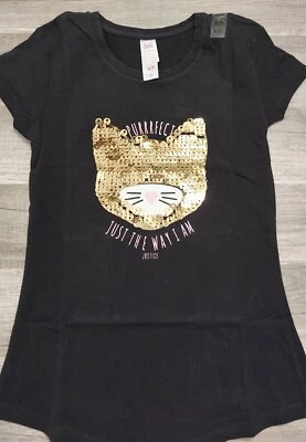 NWT Justice Girls Sequin Cat Top Size 6 7 (A) - Image 1 of 2