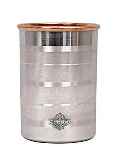 Copper Glass -Pure Water Drinking with Stainless Steel Indian Drinkware -250ML - Picture 1 of 5