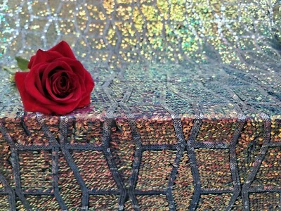 Rose Gold Iridescent Hologram Sequin Fabric By The Yard Two tone Green Rose Gold - Image 1 of 4