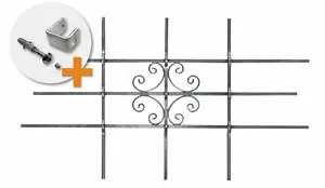 Fenstergitter Luna inkl. Halter Sicherheitsgitter feuerverzinkt 1140 x 690 mm  - Bild 1 von 12