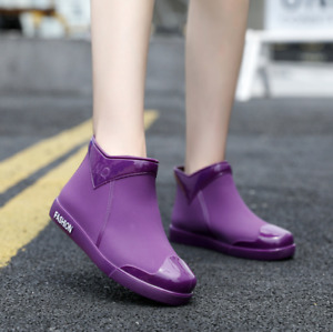 Womens Casual Round Toe PVC Ankle Boot Summer Rain Boots Anti-Slip Outdoor Shoes