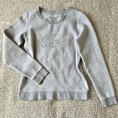 Jersey Lacoste Sport Vintage Gris Algodón Calce Cuadrado con Logo Elevado 36 (Se Ajusta a XS) Foto 1 de 4
