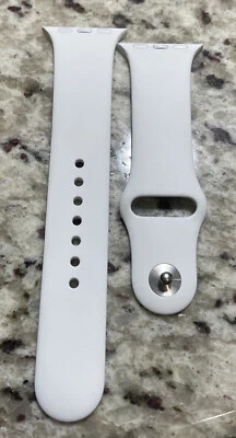 正品 Apple Watch SE 5 4 3 2 1 运动型表带 38/40 毫米白色 M/L - 银色针脚 — 第 1/4 张图片