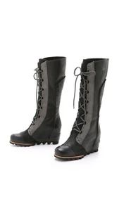 Sorel Cate The Great Wedge Tall Black Waterproof Leather Boots Size 7 Rare - Bild 1 von 6