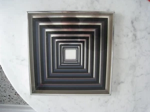 1960s 1970s era MCM Modernist Op Art Mirrored Shadow Box Wall Art 13" Sq - Picture 1 of 6