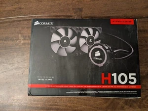 Corsair H105 Hydro Series 240mm Liquid CPU Cooler New In Box - Afbeelding 1 van 3