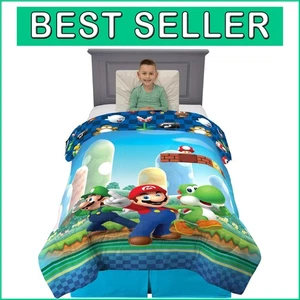 Kid's Super Mario Comforter Set - Soft Microfiber, Reversible for Twin/Full - Picture 1 of 8