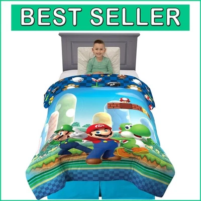 Kid's Super Mario Comforter Set - Soft Microfiber, Reversible for Twin/Full - Image 1 of 4